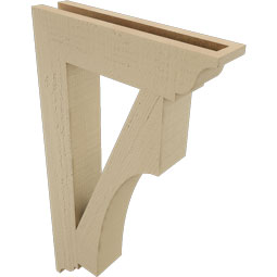 Ekena Millwork - BKTUR035X16X28WTL01RCPR - Timberthane Faux Wood Westlake Style Bracket, Traditional Ends, 3 1/2"W x 16"D x 28"H, Primed Tan
