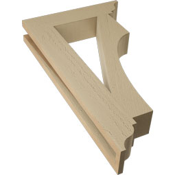 Ekena Millwork - BKTUR035X16X28WTL01RCPR - Timberthane Faux Wood Westlake Style Bracket, Traditional Ends, 3 1/2"W x 16"D x 28"H, Primed Tan