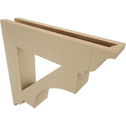 Ekena Millwork - BKTUR035X18X18WTL01RCPR - Timberthane Faux Wood Westlake Style Bracket, Traditional Ends, 3 1/2"W x 18"D x 18"H, Primed Tan