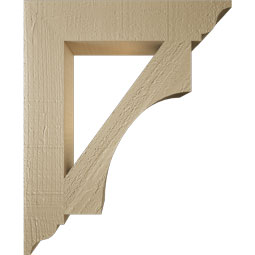 Ekena Millwork - BKTUR035X18X22WTL01RCPR - Timberthane Faux Wood Westlake Style Bracket, Traditional Ends, 3 1/2"W x 18"D x 22"H, Primed Tan