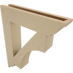 Ekena Millwork - BKTUR035X18X22WTL01RCPR - Timberthane Faux Wood Westlake Style Bracket, Traditional Ends, 3 1/2"W x 18"D x 22"H, Primed Tan