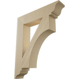 Ekena Millwork - BKTUR035X18X22WTL01RCPR - Timberthane Faux Wood Westlake Style Bracket, Traditional Ends, 3 1/2"W x 18"D x 22"H, Primed Tan