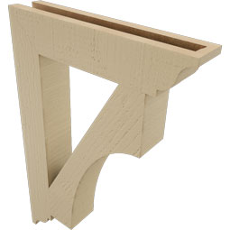 Ekena Millwork - BKTUR035X18X26WTL01RCPR - Timberthane Faux Wood Westlake Style Bracket, Traditional Ends, 3 1/2"W x 18"D x 26"H, Primed Tan