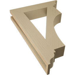Ekena Millwork - BKTUR035X18X26WTL01RCPR - Timberthane Faux Wood Westlake Style Bracket, Traditional Ends, 3 1/2"W x 18"D x 26"H, Primed Tan