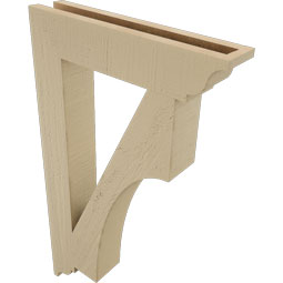 Ekena Millwork - BKTUR035X18X30WTL01RCPR - Timberthane Faux Wood Westlake Style Bracket, Traditional Ends, 3 1/2"W x 18"D x 30"H, Primed Tan