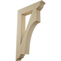 Ekena Millwork - BKTUR035X18X30WTL01RCPR - Timberthane Faux Wood Westlake Style Bracket, Traditional Ends, 3 1/2"W x 18"D x 30"H, Primed Tan