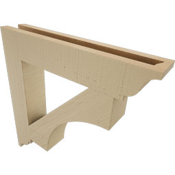 Ekena Millwork - BKTUR035X20X20WTL01RCPR - Timberthane Faux Wood Westlake Style Bracket, Traditional Ends, 3 1/2"W x 20"D x 20"H, Primed Tan