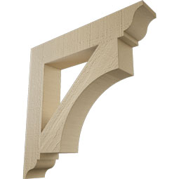 Ekena Millwork - BKTUR035X20X20WTL01RCPR - Timberthane Faux Wood Westlake Style Bracket, Traditional Ends, 3 1/2"W x 20"D x 20"H, Primed Tan