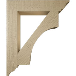 Ekena Millwork - BKTUR035X20X24WTL01RCPR - Timberthane Faux Wood Westlake Style Bracket, Traditional Ends, 3 1/2"W x 20"D x 24"H, Primed Tan