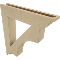 Ekena Millwork - BKTUR035X20X24WTL01RCPR - Timberthane Faux Wood Westlake Style Bracket, Traditional Ends, 3 1/2"W x 20"D x 24"H, Primed Tan