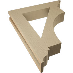 Ekena Millwork - BKTUR035X20X24WTL01RCPR - Timberthane Faux Wood Westlake Style Bracket, Traditional Ends, 3 1/2"W x 20"D x 24"H, Primed Tan