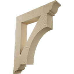 Ekena Millwork - BKTUR035X20X24WTL01RCPR - Timberthane Faux Wood Westlake Style Bracket, Traditional Ends, 3 1/2"W x 20"D x 24"H, Primed Tan