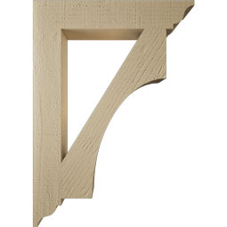 Ekena Millwork - BKTUR035X20X28WTL01RCPR - Timberthane Faux Wood Westlake Style Bracket, Traditional Ends, 3 1/2"W x 20"D x 28"H, Primed Tan