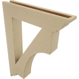 Ekena Millwork - BKTUR035X20X28WTL01RCPR - Timberthane Faux Wood Westlake Style Bracket, Traditional Ends, 3 1/2"W x 20"D x 28"H, Primed Tan