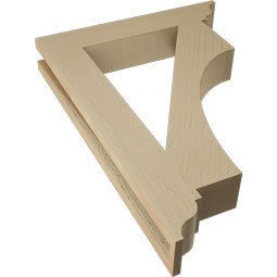 Ekena Millwork - BKTUR035X20X28WTL01RCPR - Timberthane Faux Wood Westlake Style Bracket, Traditional Ends, 3 1/2"W x 20"D x 28"H, Primed Tan