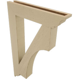 Ekena Millwork - BKTUR035X20X32WTL01RCPR - Timberthane Faux Wood Westlake Style Bracket, Traditional Ends, 3 1/2"W x 20"D x 32"H, Primed Tan