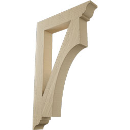 Ekena Millwork - BKTUR035X20X32WTL01RCPR - Timberthane Faux Wood Westlake Style Bracket, Traditional Ends, 3 1/2"W x 20"D x 32"H, Primed Tan