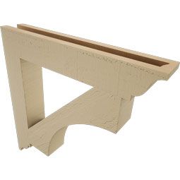 Ekena Millwork - BKTUR035X22X22WTL01RCPR - Timberthane Faux Wood Westlake Style Bracket, Traditional Ends, 3 1/2"W x 22"D x 22"H, Primed Tan