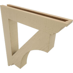 Ekena Millwork - BKTUR035X22X26WTL01RCPR - Timberthane Faux Wood Westlake Style Bracket, Traditional Ends, 3 1/2"W x 22"D x 26"H, Primed Tan