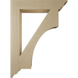 Ekena Millwork - BKTUR035X22X30WTL01RCPR - Timberthane Faux Wood Westlake Style Bracket, Traditional Ends, 3 1/2"W x 22"D x 30"H, Primed Tan