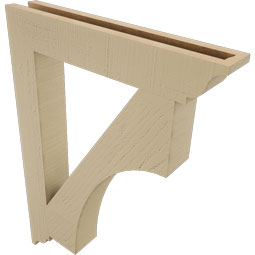 Ekena Millwork - BKTUR035X22X30WTL01RCPR - Timberthane Faux Wood Westlake Style Bracket, Traditional Ends, 3 1/2"W x 22"D x 30"H, Primed Tan