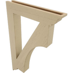 Ekena Millwork - BKTUR035X22X34WTL01RCPR - Timberthane Faux Wood Westlake Style Bracket, Traditional Ends, 3 1/2"W x 22"D x 34"H, Primed Tan