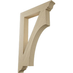 Ekena Millwork - BKTUR035X22X34WTL01RCPR - Timberthane Faux Wood Westlake Style Bracket, Traditional Ends, 3 1/2"W x 22"D x 34"H, Primed Tan