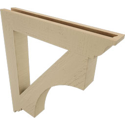 Ekena Millwork - BKTUR035X24X28WTL01RCPR - Timberthane Faux Wood Westlake Style Bracket, Traditional Ends, 3 1/2"W x 24"D x 28"H, Primed Tan