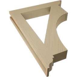 Ekena Millwork - BKTUR035X24X32WTL01RCPR - Timberthane Faux Wood Westlake Style Bracket, Traditional Ends, 3 1/2"W x 24"D x 32"H, Primed Tan