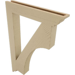 Ekena Millwork - BKTUR035X24X36WTL01RCPR - Timberthane Faux Wood Westlake Style Bracket, Traditional Ends, 3 1/2"W x 24"D x 36"H, Primed Tan