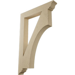 Ekena Millwork - BKTUR035X24X36WTL01RCPR - Timberthane Faux Wood Westlake Style Bracket, Traditional Ends, 3 1/2"W x 24"D x 36"H, Primed Tan