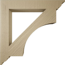 Ekena Millwork - BKTUR035X26X26WTL01RCPR - Timberthane Faux Wood Westlake Style Bracket, Traditional Ends, 3 1/2"W x 26"D x 26"H, Primed Tan