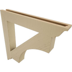 Ekena Millwork - BKTUR035X26X26WTL01RCPR - Timberthane Faux Wood Westlake Style Bracket, Traditional Ends, 3 1/2"W x 26"D x 26"H, Primed Tan