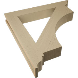 Ekena Millwork - BKTUR035X26X26WTL01RCPR - Timberthane Faux Wood Westlake Style Bracket, Traditional Ends, 3 1/2"W x 26"D x 26"H, Primed Tan