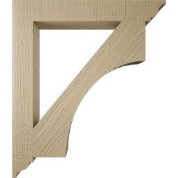Ekena Millwork - BKTUR035X26X30WTL01RCPR - Timberthane Faux Wood Westlake Style Bracket, Traditional Ends, 3 1/2"W x 26"D x 30"H, Primed Tan