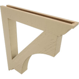 Ekena Millwork - BKTUR035X26X30WTL01RCPR - Timberthane Faux Wood Westlake Style Bracket, Traditional Ends, 3 1/2"W x 26"D x 30"H, Primed Tan
