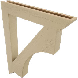 Ekena Millwork - BKTUR035X26X34WTL01RCPR - Timberthane Faux Wood Westlake Style Bracket, Traditional Ends, 3 1/2"W x 26"D x 34"H, Primed Tan