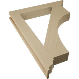 Ekena Millwork - BKTUR035X26X34WTL01RCPR - Timberthane Faux Wood Westlake Style Bracket, Traditional Ends, 3 1/2"W x 26"D x 34"H, Primed Tan