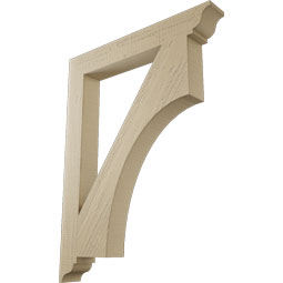 Ekena Millwork - BKTUR035X26X34WTL01RCPR - Timberthane Faux Wood Westlake Style Bracket, Traditional Ends, 3 1/2"W x 26"D x 34"H, Primed Tan