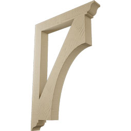 Ekena Millwork - BKTUR035X26X38WTL01RCPR - Timberthane Faux Wood Westlake Style Bracket, Traditional Ends, 3 1/2"W x 26"D x 38"H, Primed Tan