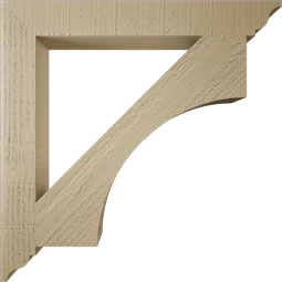 Ekena Millwork - BKTUR035X28X28WTL01RCPR - Timberthane Faux Wood Westlake Style Bracket, Traditional Ends, 3 1/2"W x 28"D x 28"H, Primed Tan