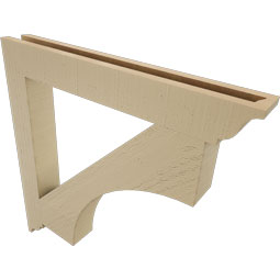 Ekena Millwork - BKTUR035X28X28WTL01RCPR - Timberthane Faux Wood Westlake Style Bracket, Traditional Ends, 3 1/2"W x 28"D x 28"H, Primed Tan