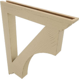 Ekena Millwork - BKTUR035X28X36WTL01RCPR - Timberthane Faux Wood Westlake Style Bracket, Traditional Ends, 3 1/2"W x 28"D x 36"H, Primed Tan