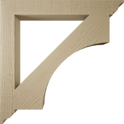 Ekena Millwork - BKTUR035X30X30WTL01RCPR - Timberthane Faux Wood Westlake Style Bracket, Traditional Ends, 3 1/2"W x 30"D x 30"H, Primed Tan