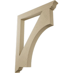 Ekena Millwork - BKTUR035X30X38WTL01RCPR - Timberthane Faux Wood Westlake Style Bracket, Traditional Ends, 3 1/2"W x 30"D x 38"H, Primed Tan