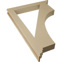 Ekena Millwork - BKTUR035X30X42WTL01RCPR - Timberthane Faux Wood Westlake Style Bracket, Traditional Ends, 3 1/2"W x 30"D x 42"H, Primed Tan