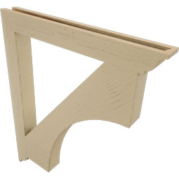 Ekena Millwork - BKTUR035X32X38WTL01RCPR - Timberthane Faux Wood Westlake Style Bracket, Traditional Ends, 3 1/2"W x 32"D x 38"H, Primed Tan