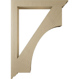 Ekena Millwork - BKTUR035X32X44WTL01RCPR - Timberthane Faux Wood Westlake Style Bracket, Traditional Ends, 3 1/2"W x 32"D x 44"H, Primed Tan