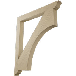 Ekena Millwork - BKTUR035X34X40WTL01RCPR - Timberthane Faux Wood Westlake Style Bracket, Traditional Ends, 3 1/2"W x 34"D x 40"H, Primed Tan
