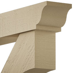 Ekena Millwork - BKTUR035X36X48WTL01RCPR - Timberthane Faux Wood Westlake Style Bracket, Traditional Ends, 3 1/2"W x 36"D x 48"H, Primed Tan